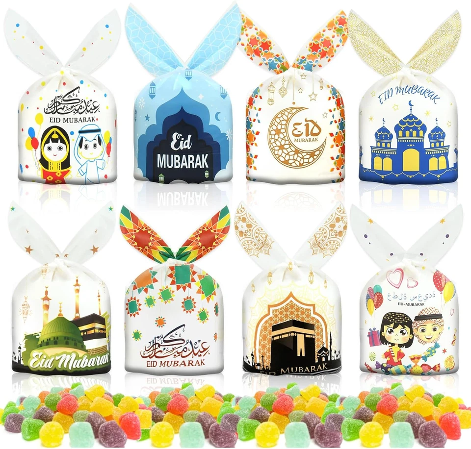 Bolsas de golosinas de fiesta Eid Mubarak - 80 piezas bolsas de regalos para celebraciones de Ramadán Foto 1 de 4