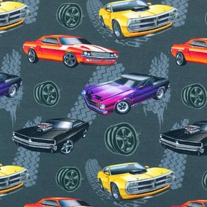 Jersey di cotone tessuto con licenza Fast & Furious grigio scuro tessuto per bambini (prezzo = 0,5 m) - Foto 1 di 5