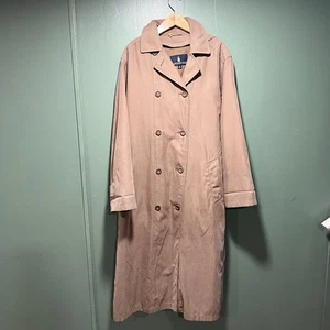 London Fog Classic Trench Coat Womens Size 12 Beige Double Breasted - Picture 1 of 5
