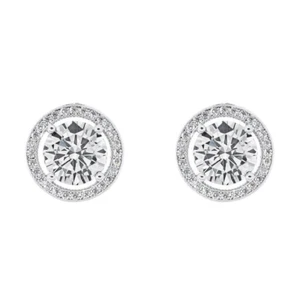 New Cate & Chloe Ariel 18k White Gold Plated Halo Stud Crystal Earrings - Picture 1 of 7