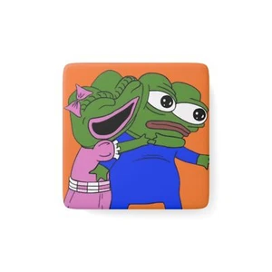 Funny Pepe the Frog & Sister Porcelain Magnet, Cute Kitchen Decor, Funny Gift - Picture 1 of 5