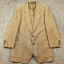 Vintage Yves Saint Laurent 38S Tweed Wool Herringbone Brown Sport Coat Blazer