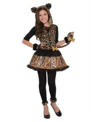 Disfraz de 4 piezas con estampado de leopardo Sassy Spots para niñas - Talla mediana / Nuevo Foto 1 de 4