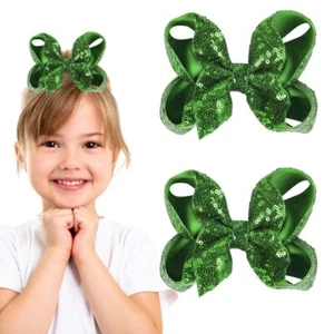2PCS Sparkly Hair Bows for Girls 5 Inches Large Glitter Sequin Hair Bows Clip... - Picture 1 of 7