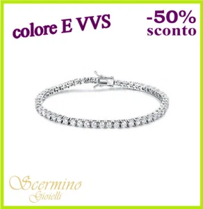 BRACCIALE TENNIS IN ORO BIANCO : DIAMANTI NATURALI E VVS 1 CARATO CERTIFICATO - Picture 1 of 4