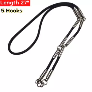 Black Rope Necklace Stainless 5Hooks 27" Hanging Amulet Pendant Thai Buddha 1PC - Picture 1 of 6