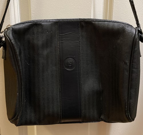 Borsa vintage FENDI tela nera pelle