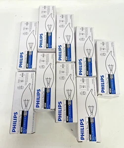 9x Philips 819254 40W 40BA9C BA9 Clear Decorative Candelabra Base Light Bulb NEW - Picture 1 of 8