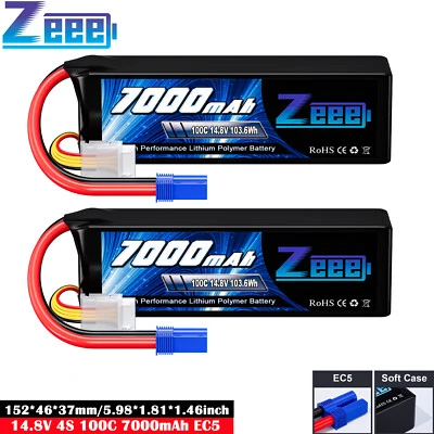 2x Zeee 4S Lipo Akku Batterie 14.8V 7000mAh 100C EC5 für RC Flugzeug Auto Boat - Bild 1 von 4