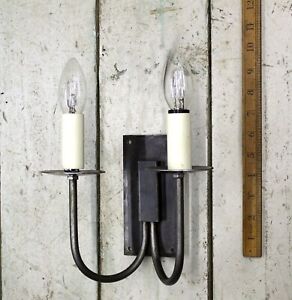 Rustic Cottage Double Wall Light Set Hand Forged Antique Iron c/w fittings