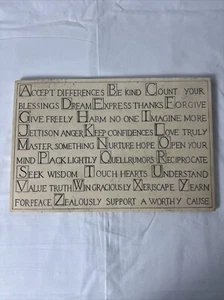 House Parts Inc ABC's of Life White cream Marble Wall Plaque 17.5x11” - Picture 1 of 2