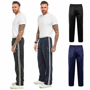 MENS TRACKSUIT BOTTOMS SILKY JOGGERS JOGGING STRIPED GYM SPORTS PANTS TROUSERS