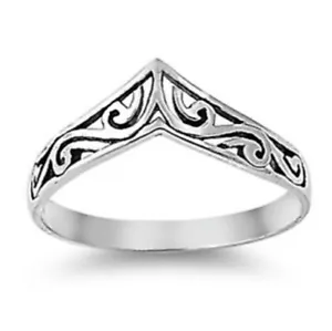 NEW Sterling Silver Pattern Wishbone Stacking Ring in Sizes G-Z - Picture 1 of 3