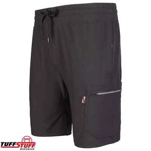 TuffStuff HyperFlex Mens Stretch Work Shorts Elastic Cargo Zip Pocket Black - Picture 1 of 9