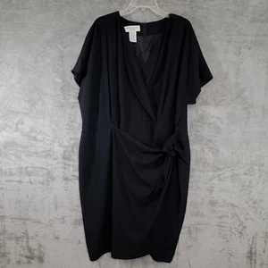 Jones New York Dress Womens 22W Black Faux Wrap Vneck Lined Cocktail Classic - Picture 1 of 13