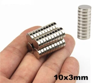 10 Stck. 10x3 mm Superstarke Starke Runde Neodym Scheibenmagnete N35 Seltene Erden OM - Bild 1 von 1
