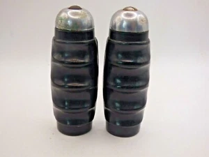 ANTIQUE CELLULOID HANDLEBAR GRIPS - NICKEL PLATED BRASS END - NOS - Imagen 1 de 8