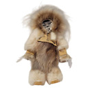Vintage Ethnic Style Brown Shaman Fur Feathers Handmade Souvenir Doll