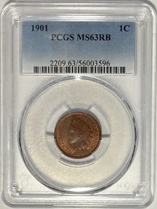 1901 Indian Head Cent 1¢ PCGS MS63 RB ‼️DEEP DARK REDDISH BROWN UNDERTONES‼️ - Picture 1 of 4