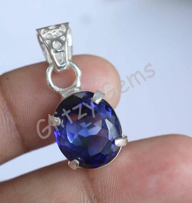 24.40 CT Natürlich Blauer Saphir Oval 925 Sterling Silber Anhänger Zertifiziert - Bild 1 von 4