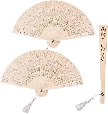 3 PCS Wooden Folding Fans Handheld Vintage Wood Hand Fan Foldable 3PCS  - Image 1 of 4