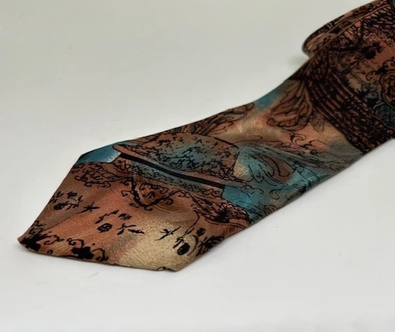 "Corbata Collezione Bellagio 100 % seda italiana 3 5/8" x 59"" sombrero y diseño floral" Foto 1 de 4