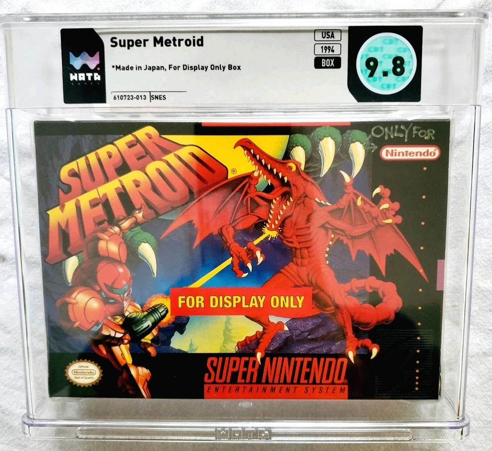 FOR DISPLAY ONLY SUPER METROID Super Nintendo SNES WATA 9.8 RARE FDO NFR - MINT! - Image 1 of 4