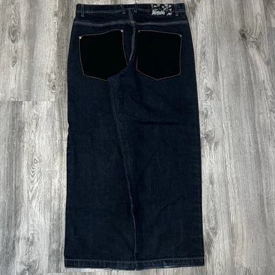 southpole skull crossbone backtab black pocket vintage baggy y2k jeans - Image 1 of 4