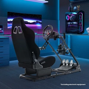Supllueer Stable Flight Racing Simulator Cockpit With BlackSeat Fit Logitech Pro - Picture 1 of 6