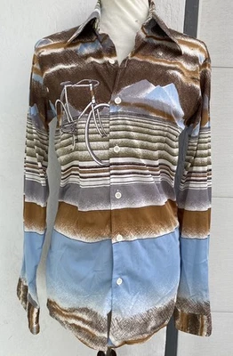 VTG Brigade By Arrow European Taper Fit Men’s M Funky70’s Button Down Shirt - Image 1 of 4