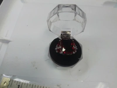Lab Created Red Ruby Diamond Ring 925 - Image 1 of 3