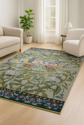 Rug Bird Tufted Wool Hand for Multi Area Colored Room Handmade Modern Carpet - Image 1 of 4