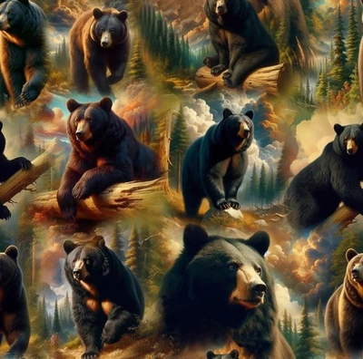 Blank Quilting Wilderness Song Black Bears Cotton Fabric by the Yard - Image 1 of 2