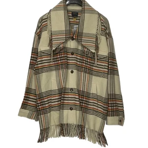 Polo Ralph Lauren Women 2XL Wool Plaid Fringe Trim Coat Off White Jacket New - Bild 1 von 18