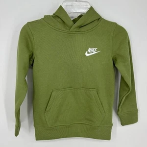 Nike Kids Hoodie Pullover Sweatshirt XS Unisex Boys Girls Cotton Blend Green - Picture 1 of 8
