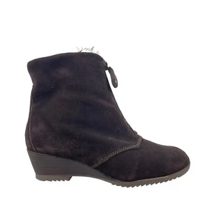 Sporto Capri Suede Leather Faux Fur Ankle Boots Winter Brown Women Size 7.5M - Picture 1 of 11