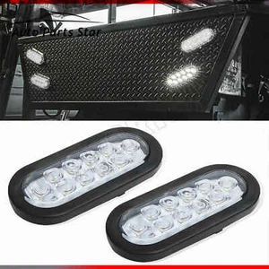 2Pcs 6" 10 LED Oval White Trailer Truck Reverse Backup Tail Light w/Grommet Plug - Picture 1 of 7