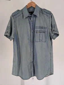 Veronique Branquinho Chambray Denim Dyed Military Field Runway SS Shirt 48  - Picture 1 of 4