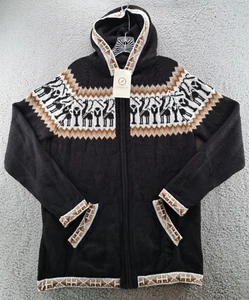 Maglione Gamboa Adulto XL Nero Lana di Alpaca Full Zip Peruviano con Cappuccio Perù Azteco - Foto 1 di 11
