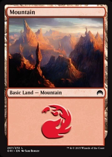Heavy Play, Korean MTG Foil Mountain (267) - Foil Origins Magic the Gathering - Image 1 of 1