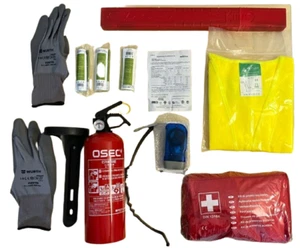 KIT SICUREZZA EMERGENZA AUTO CAMPER ESTINTORE TRIANGOLO SOCCORSO TORCIA GIACCA - Foto 1 di 12