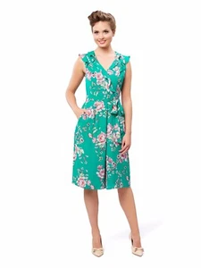 NEW REVIEW ELIANNA GREEN / PINK FLORAL JUMPSUIT STUNNING SZ 6 RRP$269.99 - Picture 1 of 5