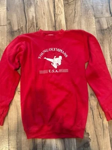 TULTEX RARE Young Olympians USA Vintage Sweatshirt Karate Red Youth L(14-16) - Picture 1 of 3