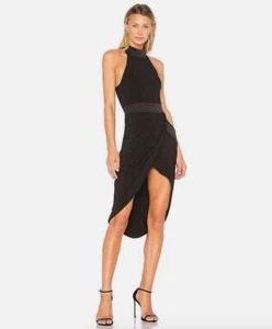Vestido Zhivago Talla Mediana Milagro Negro Elastizado Cuello Alto Formal Dividido - Imagen 1 de 9