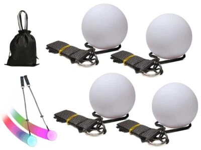 4 Stück LED-Poi-Bälle LED-Poi-Jonglier-Set LED-Poi-Spinnbälle LED-Poi-Bälle m... - Bild 1 von 4