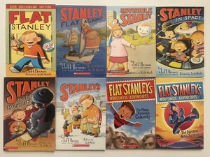 Lot 8 Flat Stanley Series Books Jeff Brown Original & Worldwide Adventures - Picture 1 of 7