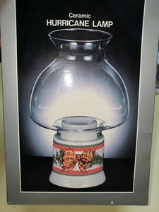 Glass & Ceramic Hurricane Candle Holder Lamp Garland & Bow Decor 9" #BK32 - Picture 1 of 7