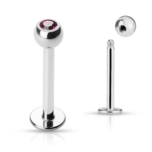 Pair CZ Gems Surgical Steel Helix Tragus Lip Piercing Labret Stud Ring 16g 5/16" - Picture 1 of 17