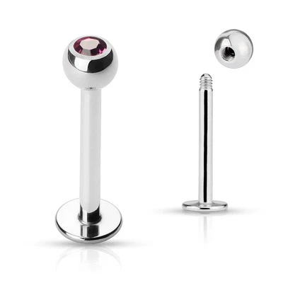 Par de gemas circonita cúbica acero quirúrgico hélice tragus piercing labio labret anillo perno prisionero 16 g 3/8" Foto 1 de 4