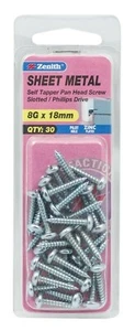 2x Zenith SELF TAPPER PAN HEAD SHEET METAL SCREWS 8Gx18mm 30Pcs Zinc Plated - Picture 1 of 1